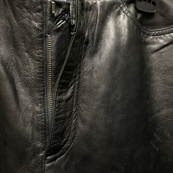 GAP Vintage Y2K Womens Black 100% Leather Bootcut Pans Size 12 Full Lined - Picture 7 of 9